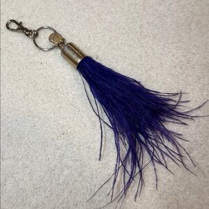 BCBG Royal Blue Feather Keychain